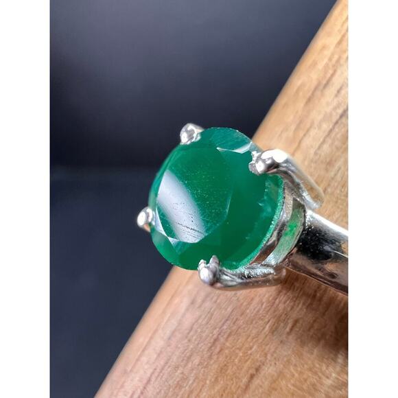 Green onyx sterling silver solitaire ring size 9 - Picture 11 of 15